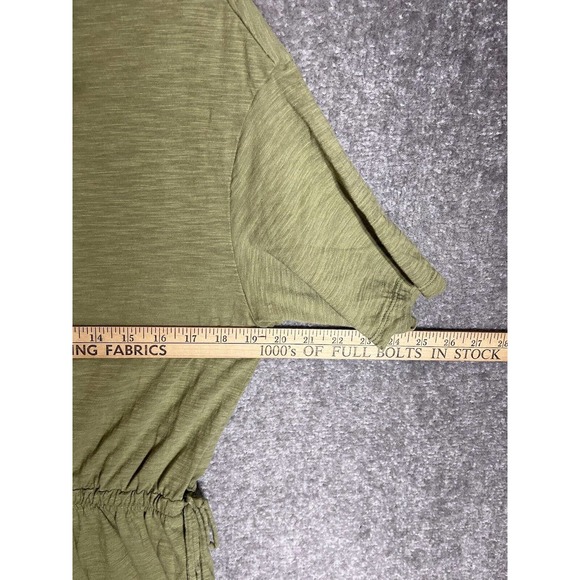 Old Navy Short Sleeve Drawstring Waist Shirt Dress Women Size Large Green Cotton - Picture 8 of 9